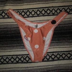 🆕Forever 21 | Polka Dot Coral High Leg Cheeky Bikini Bottoms Womens Size Large